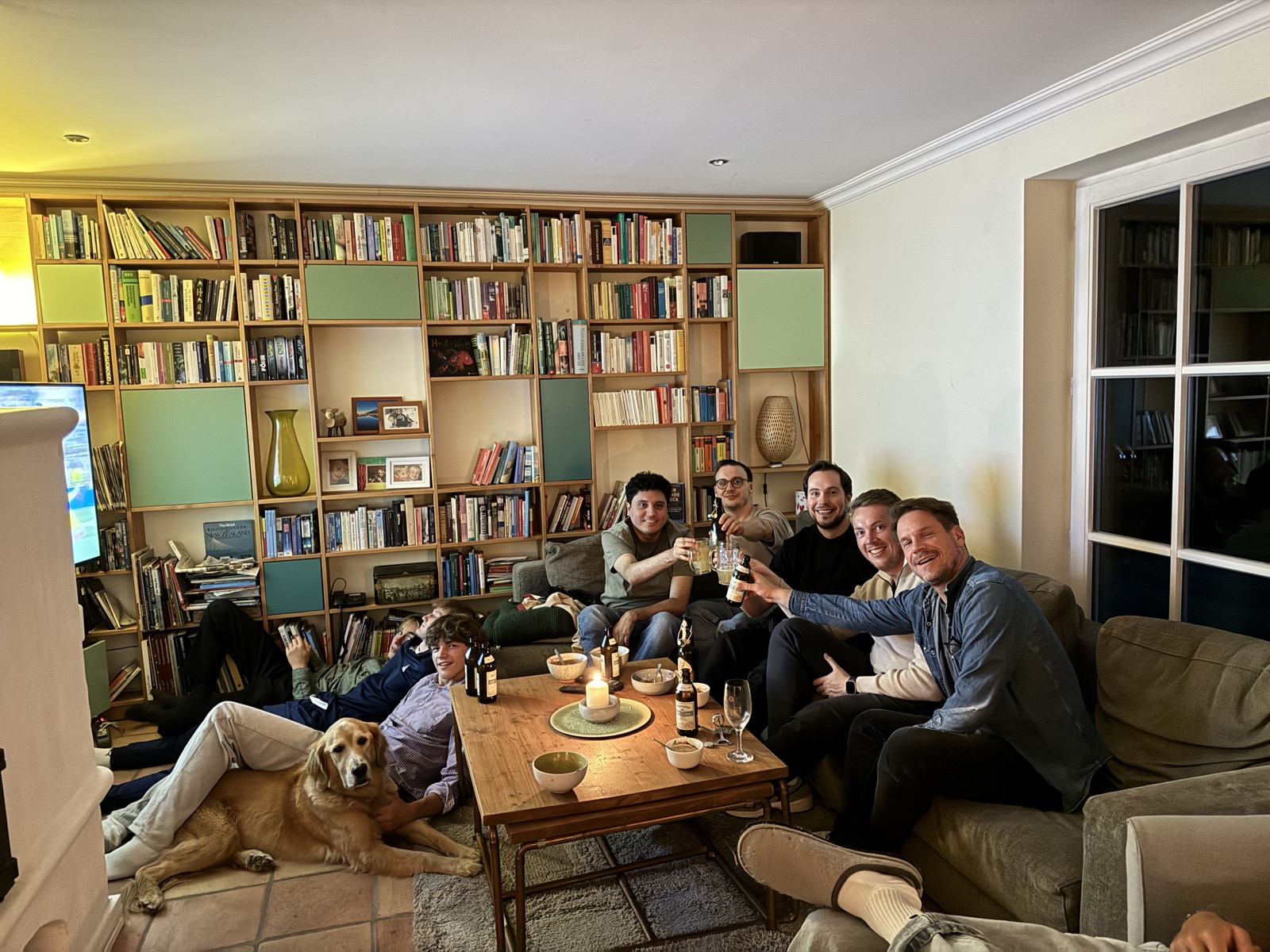 The TIE team and Daniel Zavala Salazar watching a Mexico World Cup match together